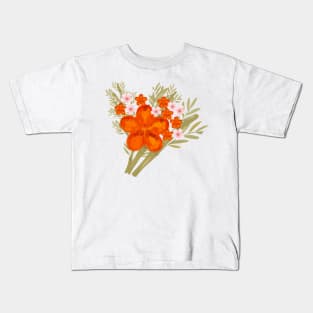 orange flower design Kids T-Shirt